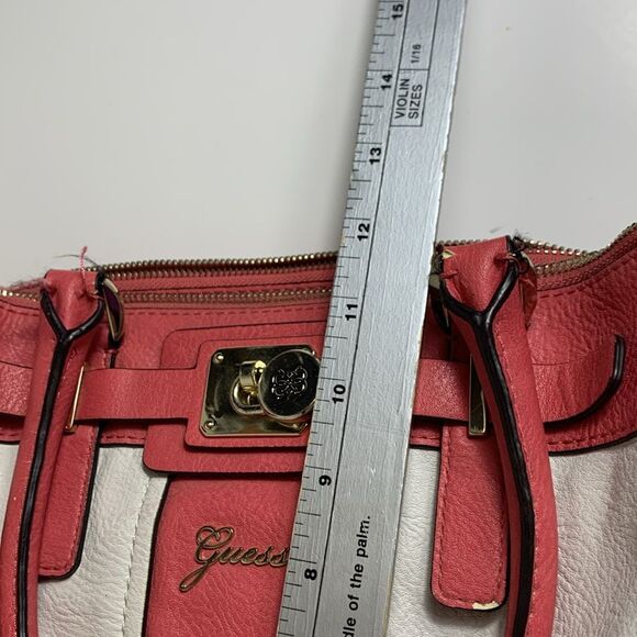 Guess Rose Pink White Panel Satchel Tote Handbag - Picture 14 of 16